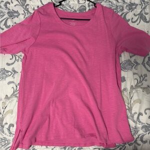 J. Jill Pima Slub Scoop-Neck Tee in Pink
